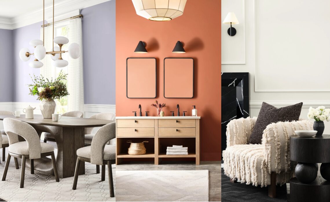 Collage of 3 room photos showcasing Colormix 2026 colors