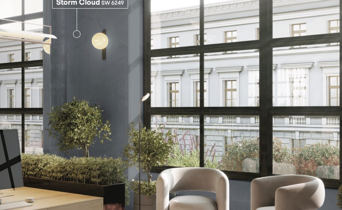 Office painted with ProMar 200 HP in Storm Cloud SW 6249